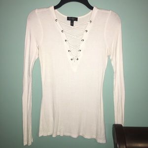 Cris cross white blouse